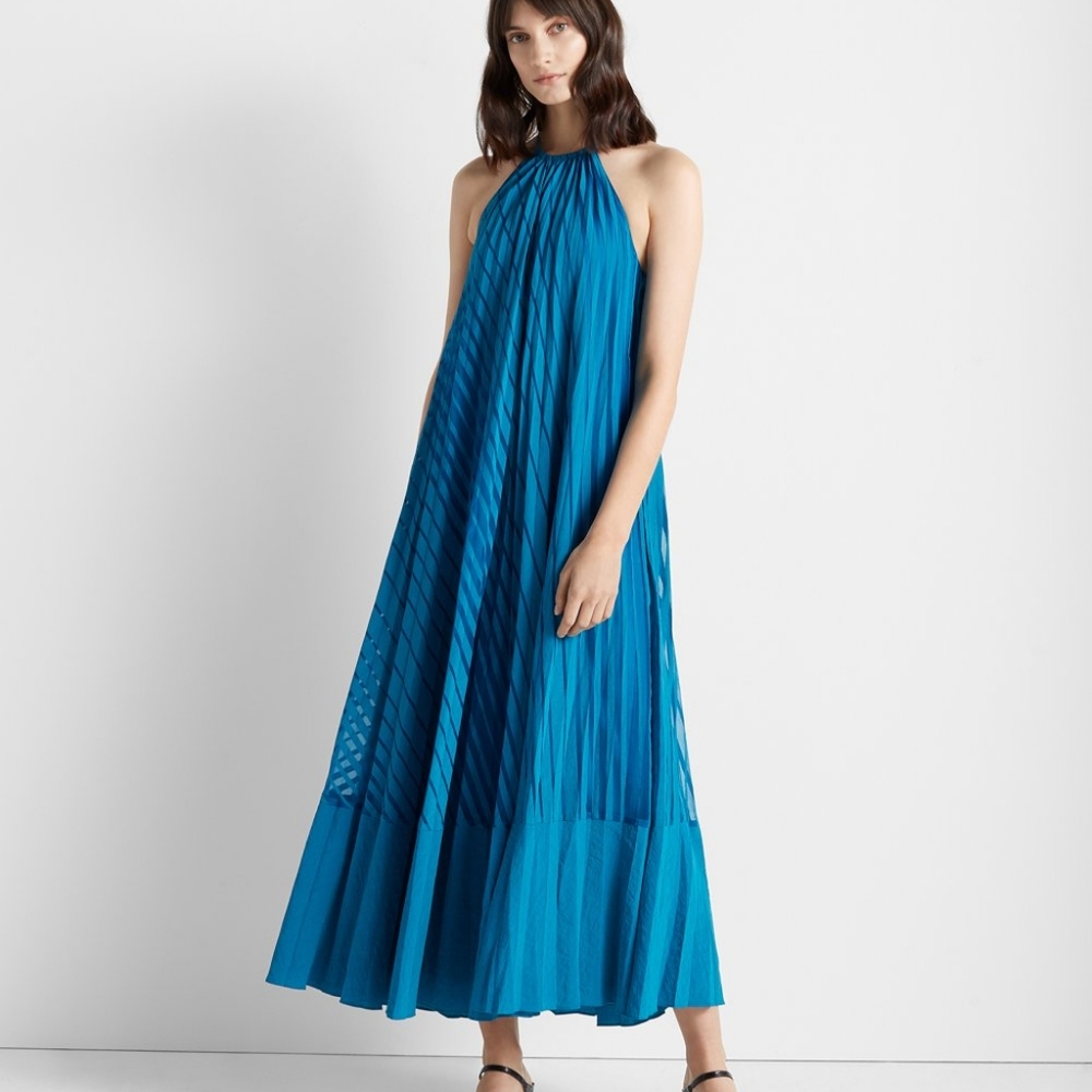 Club Monaco Burnout Pleated Maxi Dress